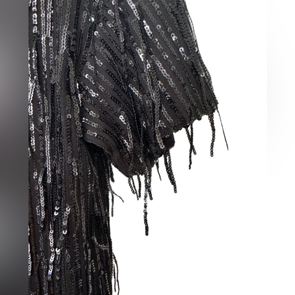 Zara fringe mini dress, black, fringe, sequin, size S - Picture 7 of 7